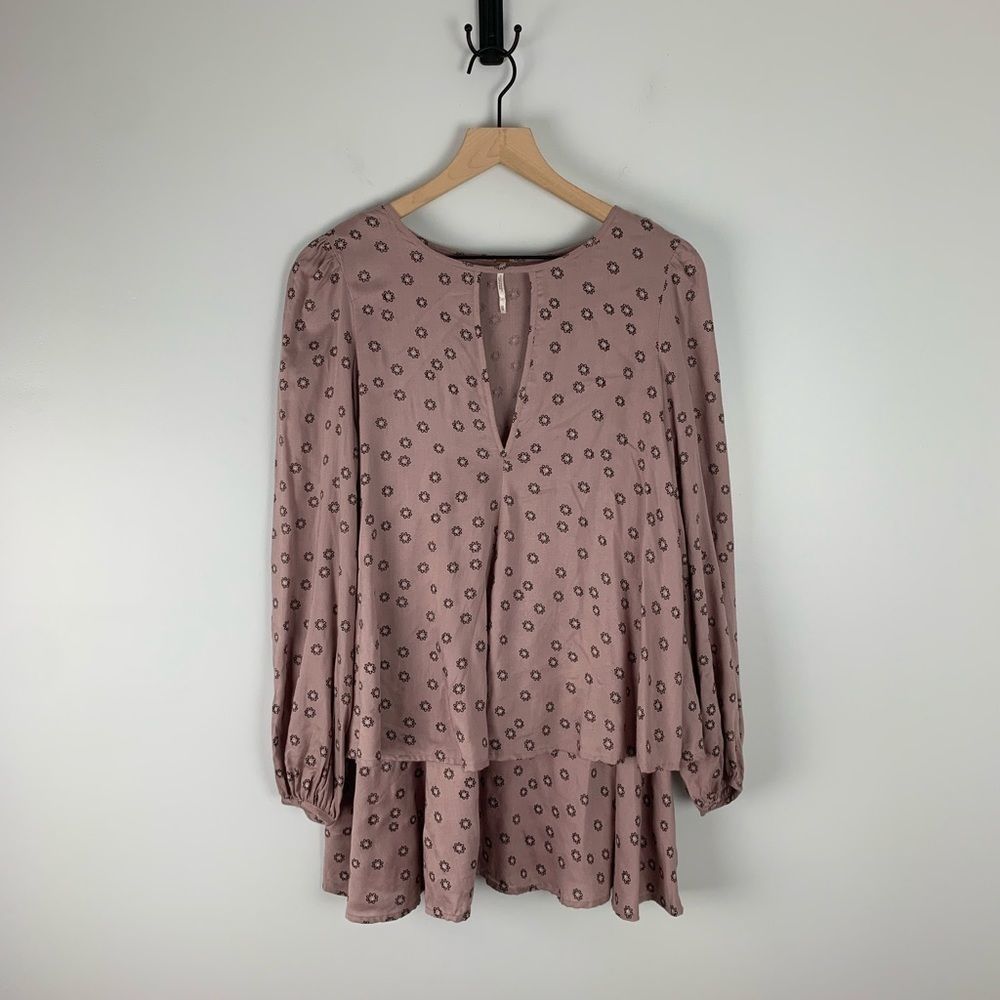Free People Mauve/Purple Layer Tunic Pattern Dress